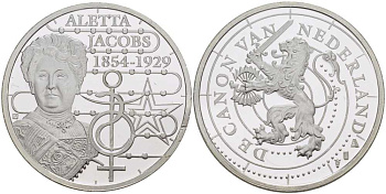 НИДЕРЛАНДЫ МЕДАЛЬ СЕРИИ ИСТОРИЯ НИДЕРЛАНДОВ, АЛЕТТА ЯКОБС (1854-1929) ГОЛАНДСКИЙ ВРАЧ, ДИАМЕТР 30 ММ., ВЕС 9,43 ГР. медно-никель 1076-6-53