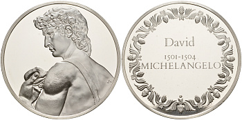 Нидерланды медаль ND Давид 51,8 грамм серебро PROOF 00-00