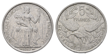 Новая Каледония 5 франков 1952 год-тип KM 4 алюминий 176-1122