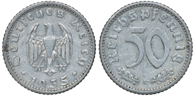 Германия 50 рейхспфеннигов 1935 F KM 87, J.368 алюминий 72-1244