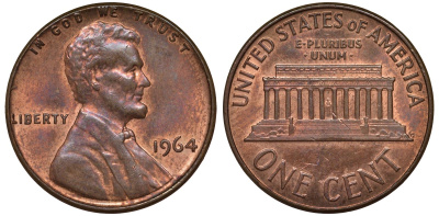 США 1 ЦЕНТ 1964 ЛИНКОЛЬН KM 201 медь цинк 62-112