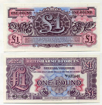 АНГЛИЯ 1 ФУНТ 1948 ДЛЯ ВООРУЖЕННЫХ СИЛ, 2 СЕРИЯ, TDLR Pick М22а бумага UNC (ПРЕСС) 8589-24-2-2