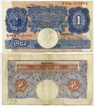 Англия 1 фунт ND (1940-1948) подпись Peppiatt Pick 367 а бумага 451-132-2