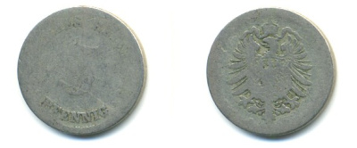 ГЕРМАНИЯ 5 ПФЕННИГОВ 1875 СТАРОГЕРБОВКА KM 3, J. 3 медно-никель 4379-226