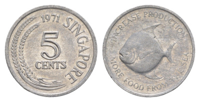 Сингапур 5 центов 1971 ФАО - Продовольственная программа KM 8 алюминий 4640-516
