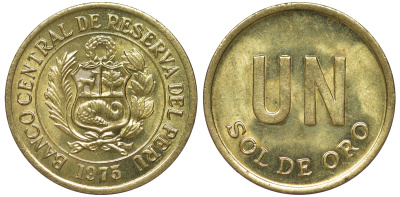 Перу 1 соль 1975 KM 266.1 латунь aUNC 4605-457
