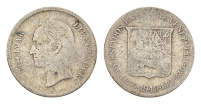 Венесуэла 1/4 боливара 1948 Y 20 серебро 4669-633