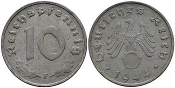 Германия 10 рейхспфеннигов 1944 J KM 101, J.371 цинк 4151-332