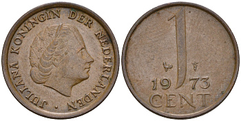 Нидерланды 1 цент 1973 Юлиана (1948-1980) КМ 180 бронза    4602-469