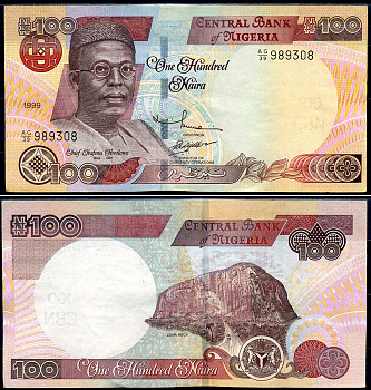 Нигерия 100 найра 1999 Обафеми Аволово, гора Зума Pick 28 b бумага 7376-14-3-1