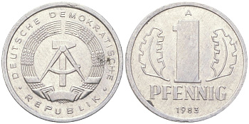 ГДР 1 пфенниг 1983 A KM 8.2 алюминий 4613-933