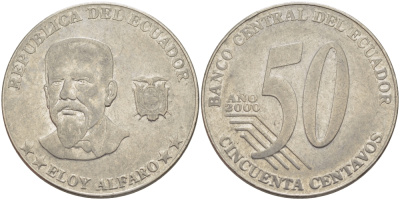ЭКВАДОР 50 СЕНТАВО 2000 ЭЛОЙ АЛЬФАРО KM 108 сталь 82-911