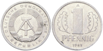 ГДР 1 пфенниг 1983 A KM 8.2 алюминий 4613-933