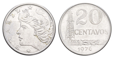 Бразилия 20 сентаво 1976 KM 579.1a нержавеющая сталь UNC 4642-1045