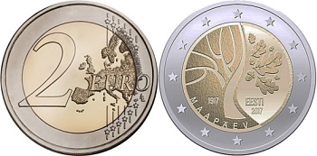 Эстония 2 евро 2017 Эстонское провинциальное собрание KM 81 биметалл  UNC  M28-08