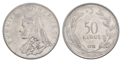 Турция 50 курушей 1973 Анатолийская невеста KM 899 нержавеющая сталь 4523-1222