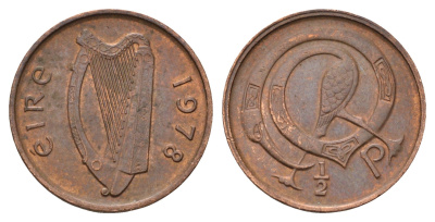 Ирландия 1/2 пенни 1978 птичка KM 19 бронза 4682-528