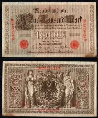 Германия 100 марок 1908 Pick 33 a бумага 444-17-1-2