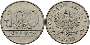 Польша 100 злотых 1990 Y 214 медно-никель 4168-922