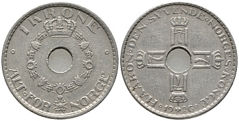 НОРВЕГИЯ 1 КРОНА 1926 ХОКОН VII (1905-1957) KM 385 медно-никель 67-141