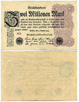 ГЕРМАНИЯ 2000000 МАРОК 1923 Pick 104а бумага 3295-52-3