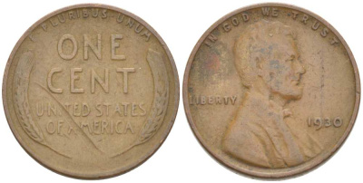 США 1 ЦЕНТ 1930 ЛИНКОЛЬН KM 132 бронза 218-347