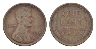 США 1 цент 1917 KM 132 бронза 4674-819