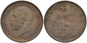 Великобритания 1 фартинг 1936 Георг V (1910-1936) KM 825, Spink 4061 бронза 4596-959