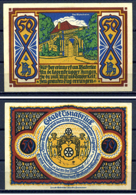 Оснабрюк 50 пфеннигов 1921 DeNG 1/2 1032.1-7/13 бумага UNC (пресс) 7556-27-3-1