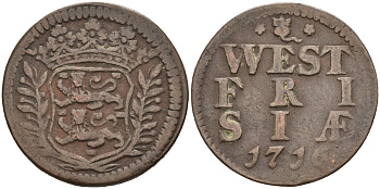 Западная Фризия (West Frisia), Нидерланды 1 дуит 1716 KM 100 медь 4577-221