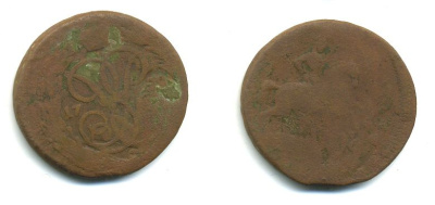 РОССИЯ 1 КОПЕЙКА 1759 медь 61-543