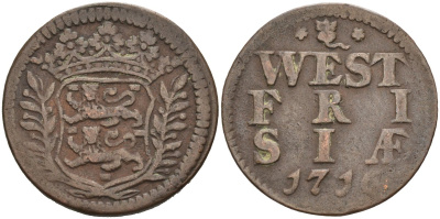 Западная Фризия (West Frisia), Нидерланды 1 дуит 1716 KM 100 медь 4577-221