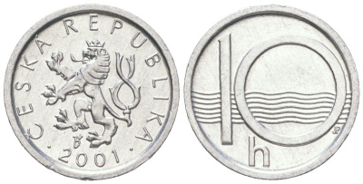 Чехия 10 геллеров 2001 KM 6 алюминий aUNC 192-619