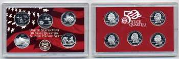 США 5 х 25 центов 2004 серия штаты США, в оригинальной коробке серебро PROOF 6-5-1-09