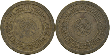 ФРАНЦИЯ ЖЕТОН ND ТОРГОВЫЕ АВТОМАТЫ, THEVENON @ Co, ДИАМЕТР 30 ММ. латунь 97-742