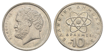Греция 10 драхм 1990 Демокрит KM 132 медно-никель 4673-1036