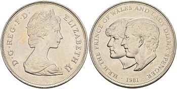 Великобритания 25 пенсов 1981 Королевская свадьба принца Чарльза и леди Дианы, Елизавета II (1952-2022) KM 925, Spink 4229 медно-никель аUNC 118-211
