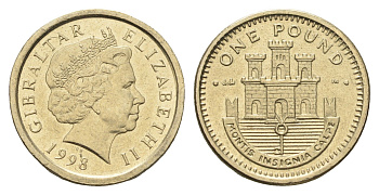 Гибралтар 1 фунт 1998 KM 869 никель латунь UNC 4666-344