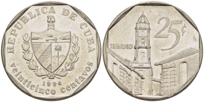 Куба 25 сентаво 1994 площадь в Тринидаде KM 577.1 сталь плакированная никелем 67-1147