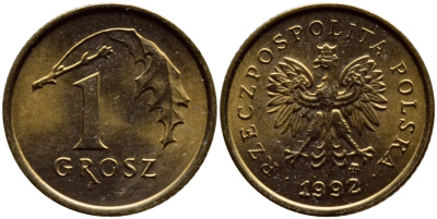 ПОЛЬША 1 ГРОШ 1992 MW KM 276 латунь UNC 26-512