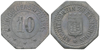 Эльмсхорн (Пруссия, Шлезвиг-Гольштейн) 10 пфеннингов ND Funck 115.2, Men22.2 8121.2 цинк 4169-1114