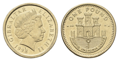 Гибралтар 1 фунт 1998 KM 869 никель латунь UNC 4666-344