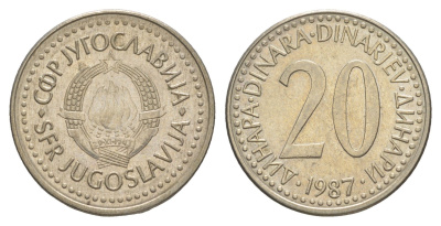 Югославия 20 динаров 1987 KM 112 медь цинк никель aUNC 4544-426