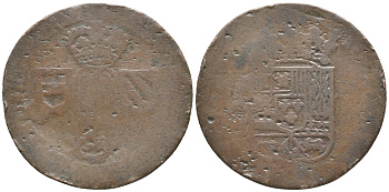 ИСПАНСКИЕ НИДЕРЛАНДЫ, НАМУР 1 ЛИАРД 1710 ФИЛИПП V ИСПАНСКИЙ (1700-1711) медь 34-631