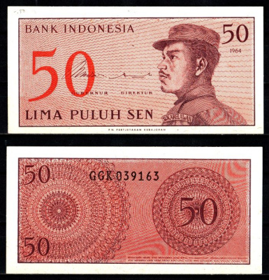 Индонезия 50 сен 1964 Pick 94 бумага UNC (пресс) 7486-56-3-1