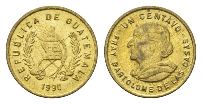 Гватемала 1 сентаво 1990 KM 275 латунь UNC 4668-1018