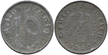 Германия 10 рейхспфеннигов 1943 A KM 101, J.371 цинк 4151-243