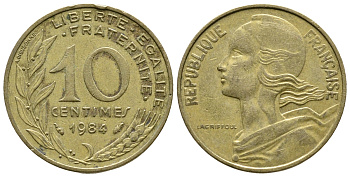 ФРАНЦИЯ 10 САНТИМОВ 1984 ТИП MARIANNE KM 929 медь алюминий никель 93-1336