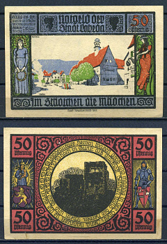 Лобеда (Тюрингия) 50 пфеннигов 1921 DeNG 1/2 0808.3-5/7 бумага aUNC 7556-6-4-1