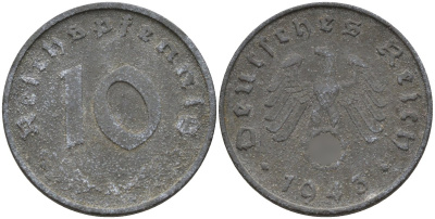 Германия 10 рейхспфеннигов 1943 A KM 101, J.371 цинк 4151-243